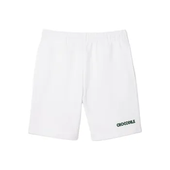 LACOSTE Slogan embroidered Cotton Track Shorts