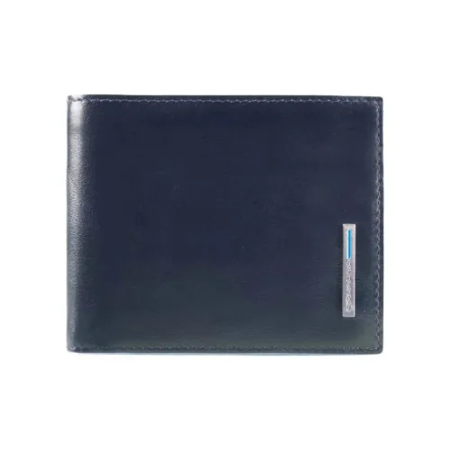 PIQUADRO Leather Card Holder, Wallet Men's Blue