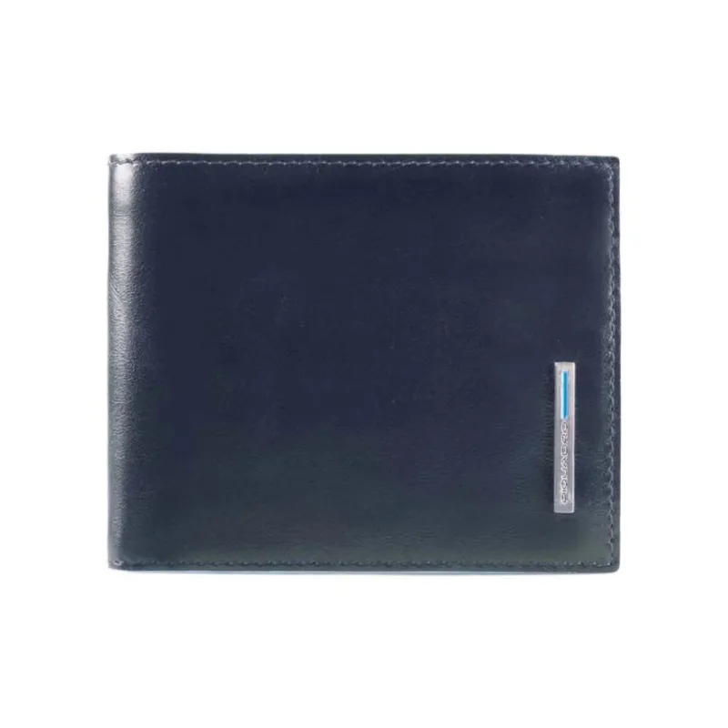 PIQUADRO Leather Card Holder, Wallet Men's Blue-0