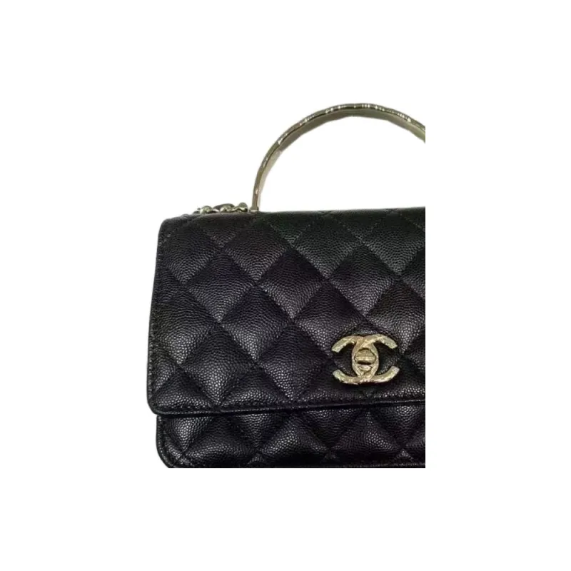 CHANEL WOC Litchi Cow Leather Shoulder Bag, Crossbody Bag, Handbag Women's Black-1