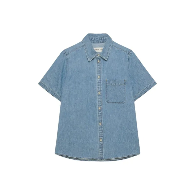 ARITZIA SS25 Denim Forum The '90s Vintage Shortsleeve Denim Shirt Women's-0