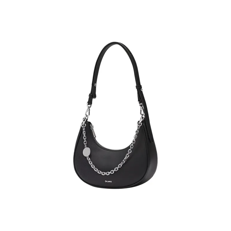 ORYANY Cow Leather Crescent Bag Shoulder Bag Crossbody Bag Women's Black-1