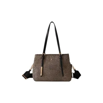 BORBONESE Detachable Tote Bag, Shopping Bag, Crossbody Bag, Shoulder Bag Medium Size Women's Brown