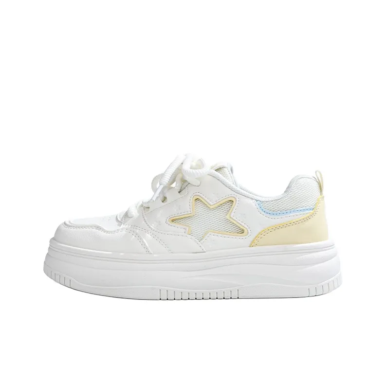 RENBEN Lightweight And Breathable Low Top Skateboard Shoes Women's Beige Yellow-0