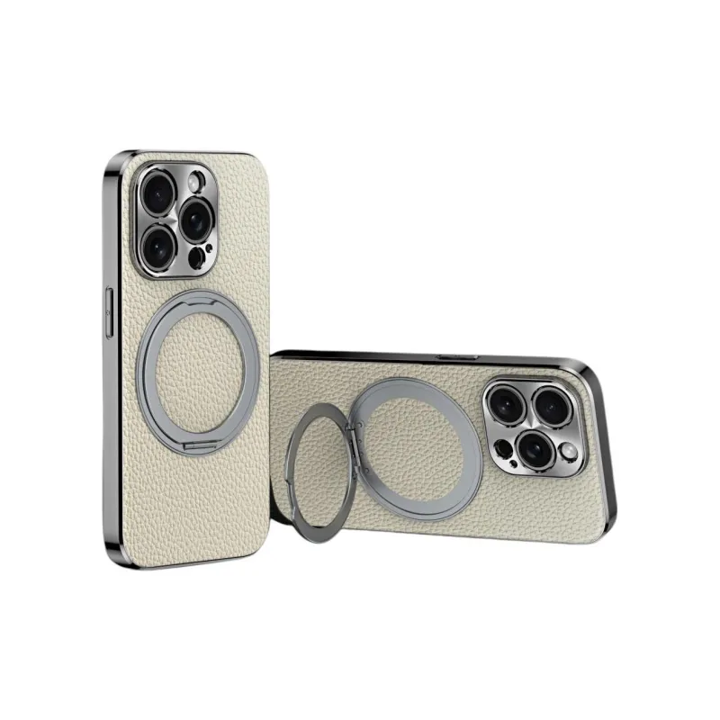 Record Star Leather Material Rotating Stand, Electroplated ToGo Phone Cases Compatibility IPhone16ProMa Business Formal-10
