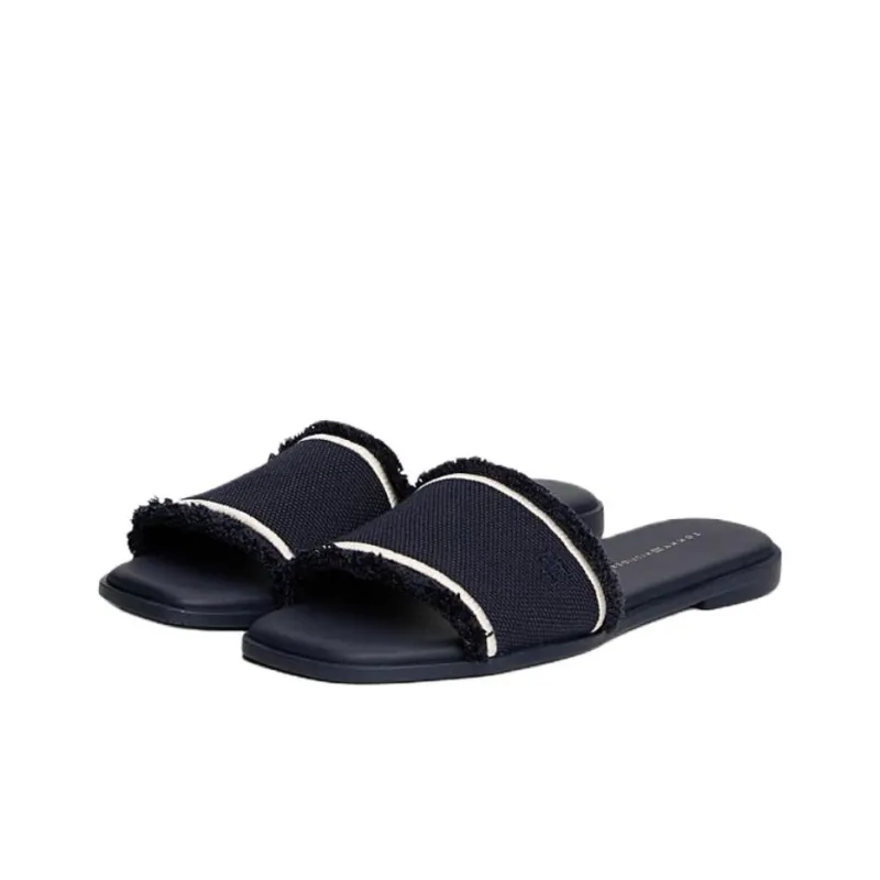 Tommy Hilfiger TH Monogram Rubber Sole Abrasion Resistant Slide Slippers Women's Dark Blue-2