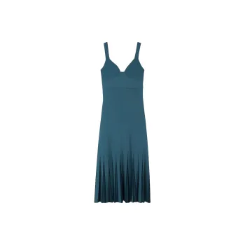 St. John Pleated Knitted Midi Dress
