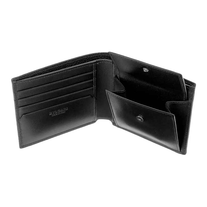BVLGARI Leather Wallet Men's Black-4