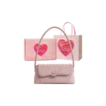 NATTY PU Underarm Shoulder Bag Women's Pink/Ecru