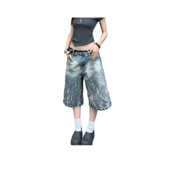 BENGEN Denim Shorts Unisex Blue