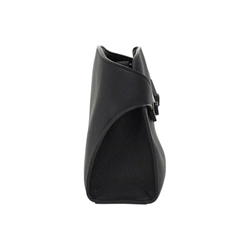 FERRAGAMO Hug Hammered Texture Calfskin Messenger Bag, Crossbody Bag Men's Black-3