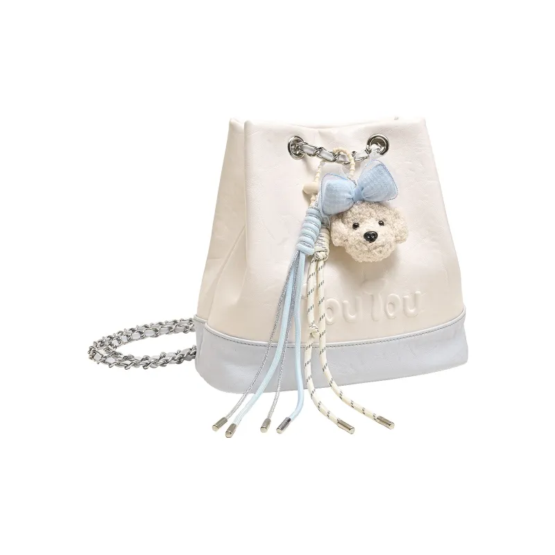 TOUTOU Synthetic Leather Backpack Women's Cream White-5