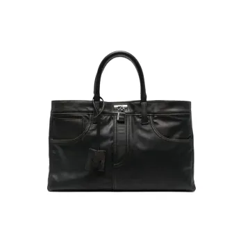 MEDEA Silver Metal Lock Accessories Handbag Women's Black