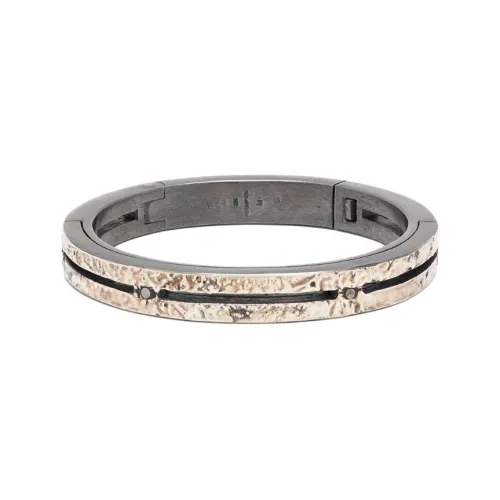 Parts Of Four Sterling Silver With 10K Gold Bangles Women's Silver