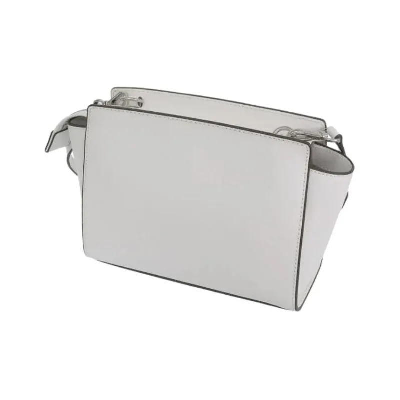 MICHAEL KORS Selma Leather Shoulder Bag Medium Size Women's White-2