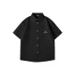 [Short-Sleeved Shirt]Black (Geometric Red Beans Chest Logo)