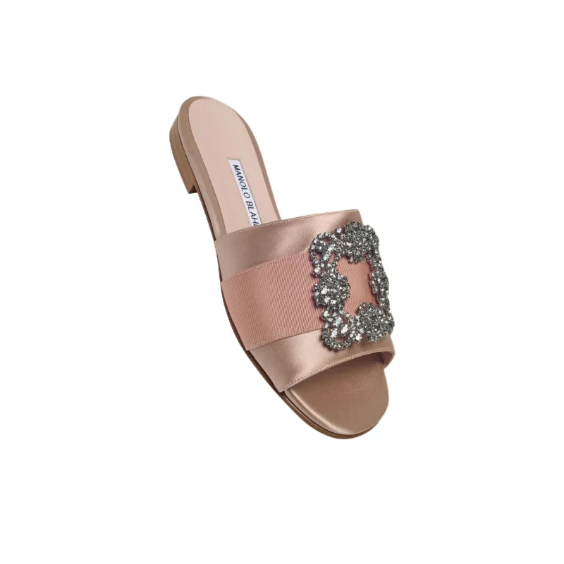MANOLO BLAHNIK Slide Slippers Women's Nude Pink-3