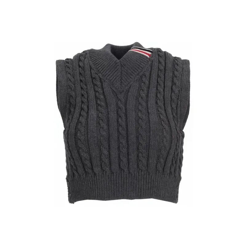THOM BROWNE RWB stripe Cable knit Vest-0