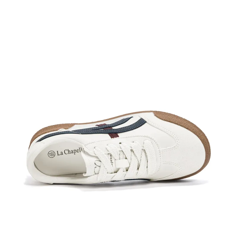 La Chapelle Anti-Slip And Wear-Resistant Height Increasing Rebound Low-Top Casual Shoes Women's White Blue-6