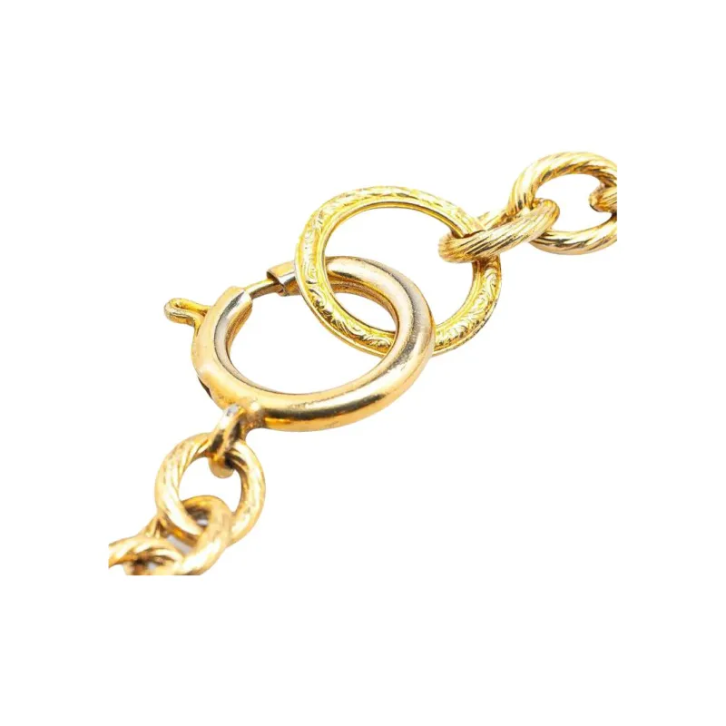CHANEL 1970 1980 Plated Quilted Oval Medallion Station Chain Link Necklace Costume Necklace-2