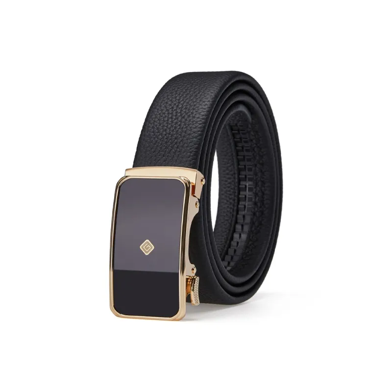 Jeccieziio Cow Leather Belts Men's Gunmetal, Gold, Silver Width 3.5cm-7