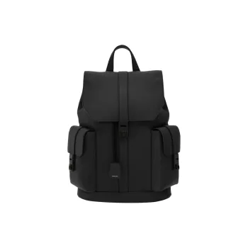 FERRAGAMO GANCINI Hammered Texture Calfskin Backpack Men's Black