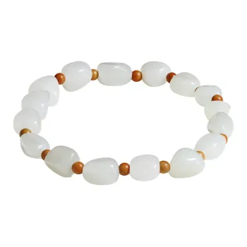 GANGCUI Olive Hetian Jade Bracelet White Jade Unisex