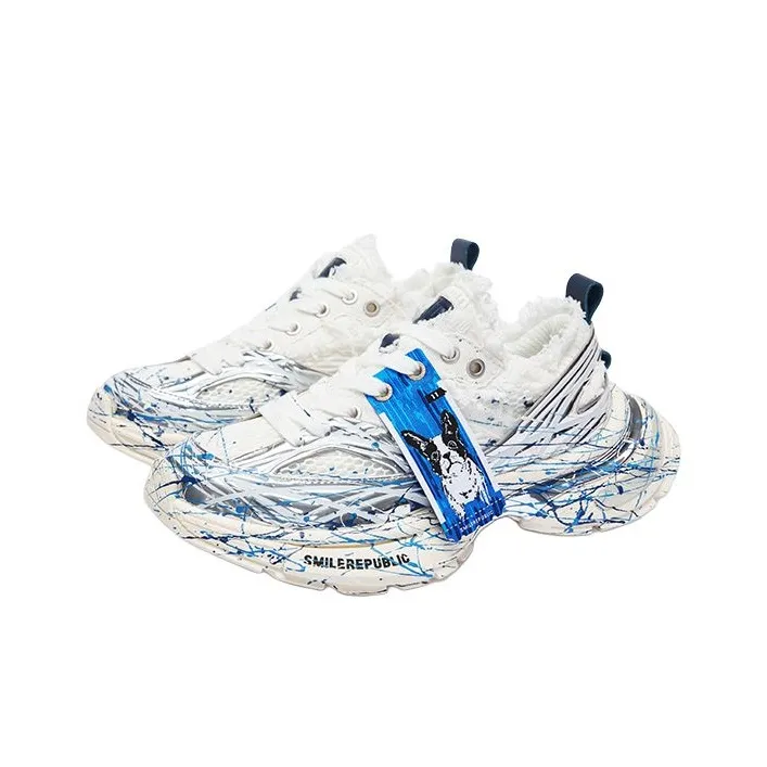 SMILEREPUBLIC SKYLINE Cushioning And Breathable Low Top Chunky Sneakers Unisex Silver White-8