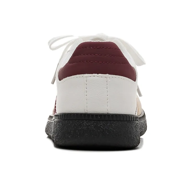 HUANQIU Slip Resistant, Abrasion Resistant, Breathable Low Top Skateboard Shoes Women's White Burgundy-3