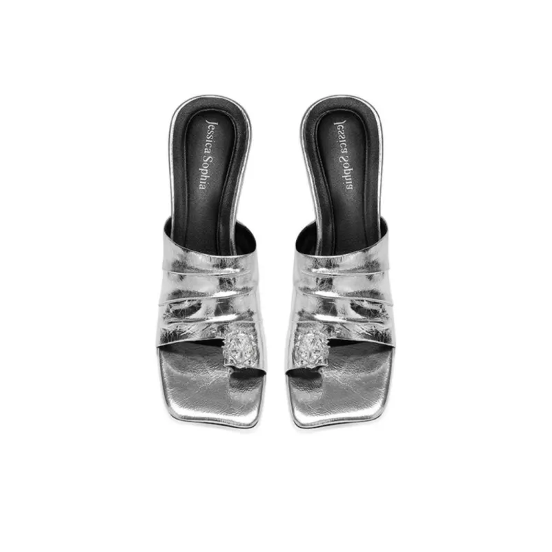 JESSICA SOPHIA Rubber Sole Rhinestone Slip Resistant Abrasion Resistant Slide Slippers Women's-2