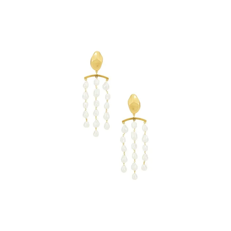 CULT GAIA Brass Plated, Metal, Glass, Pearl Earrings Unisex White-0