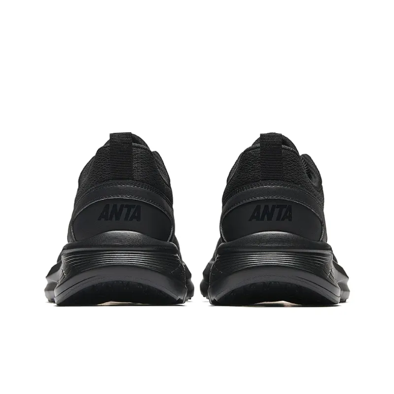 Anta Shock Absorbers With Slip Resistant Features Low Top City Commute Running Shoes Men's Basic Black-3