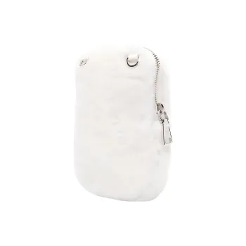PRADA Nylon With Cotton Faux Fur Shoulder Bag Mini Women's White