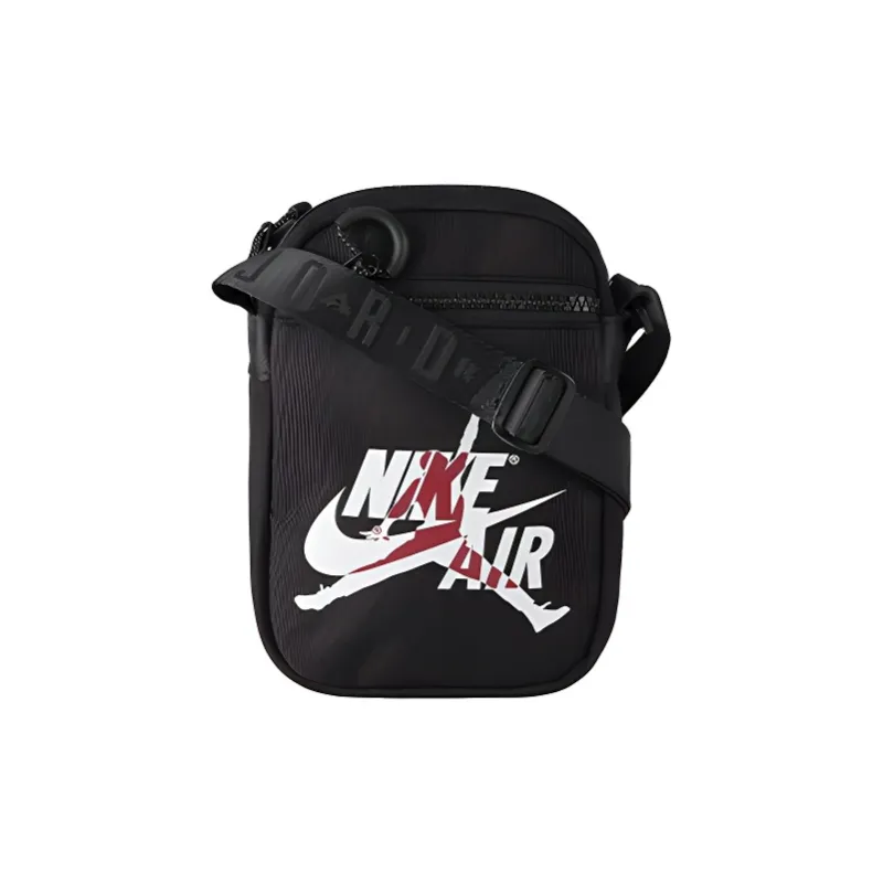 Jordan Polyester Crossbody Bag, Cell Phone Pouch, Shoulder Bag Regular Unisex Black With White And Red Logo-0