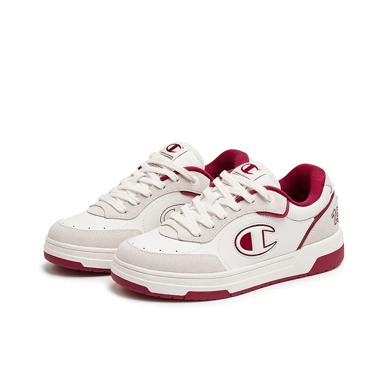Champion Balance Low Top Skateboard Shoes Unisex Milk White/Ember Red-1