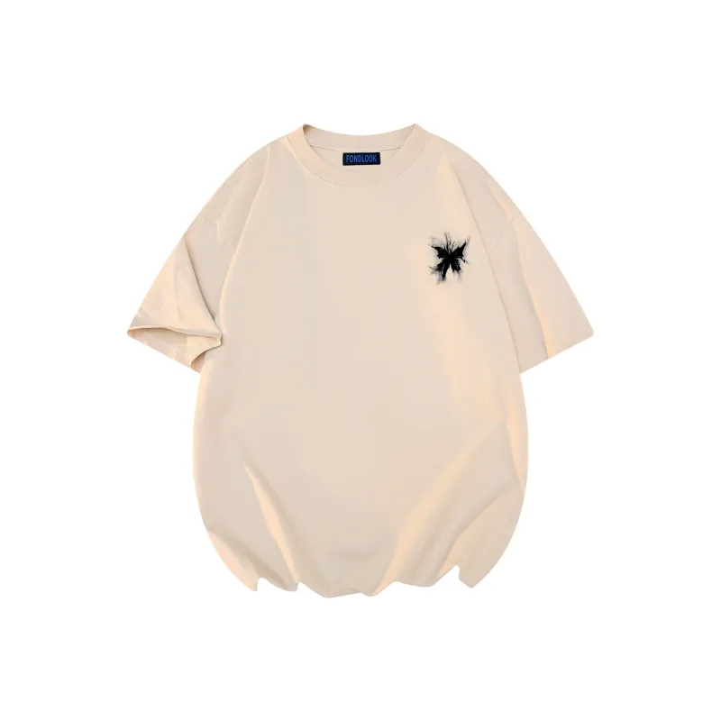 FONDLOOK T-Shirts Unisex Light Beige Apricot-1