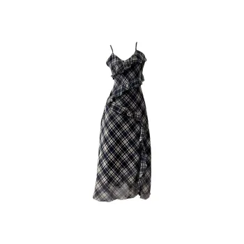 POPO.INFO Slip Dresses Women's Plaid