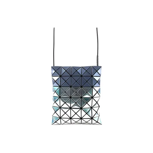 ISSEY MIYAKE Platinum Drawstring Bag, Shoulder Bag, Crossbody Bag Women's Mirror Finish Blue White
