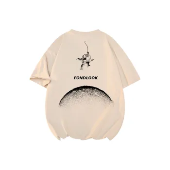 FONDLOOK T-Shirts Unisex Light Beige Apricot