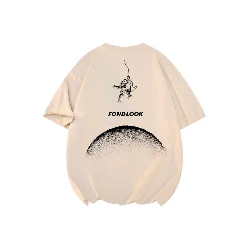 FONDLOOK T-Shirts Unisex Light Beige Apricot-0