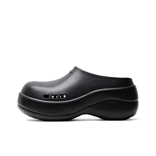 Mule Donkey Abrasion Resistant Slip Resistant Closed Toe Slippers Women's Black