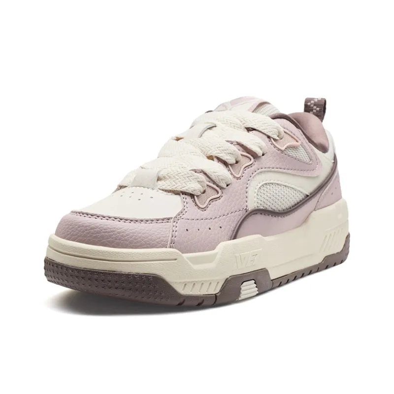XTEP Reverse Cushioning Lightweight Height Increasing Low Top Skateboard Shoes Women's Arctic Pink/White Sand Gray-1