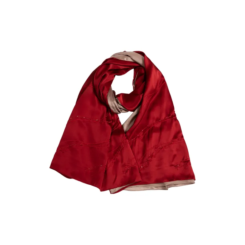 Red Bean Mulberry Silk Scarves Women's-0