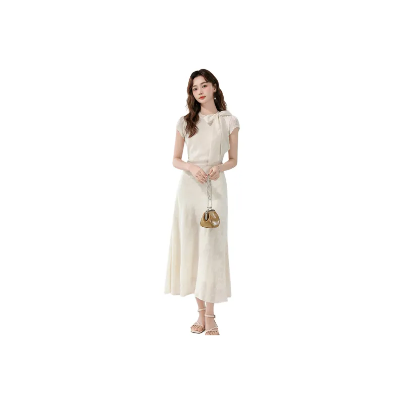 MJ Short Sleeved Dresses Women's White-0