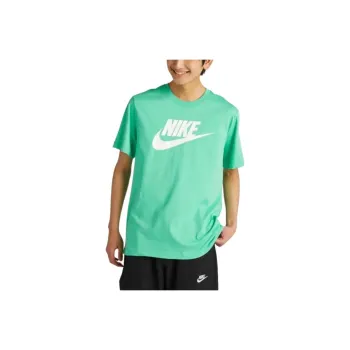 Nike Swoosh Printed Round Neck Pure Cotton T Shirt Men's Green