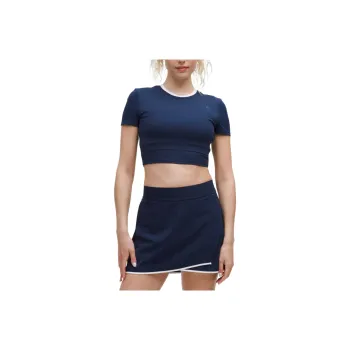Lululemon Tight FitCropped Collection Regular T Shirt Women's Club Blue/White