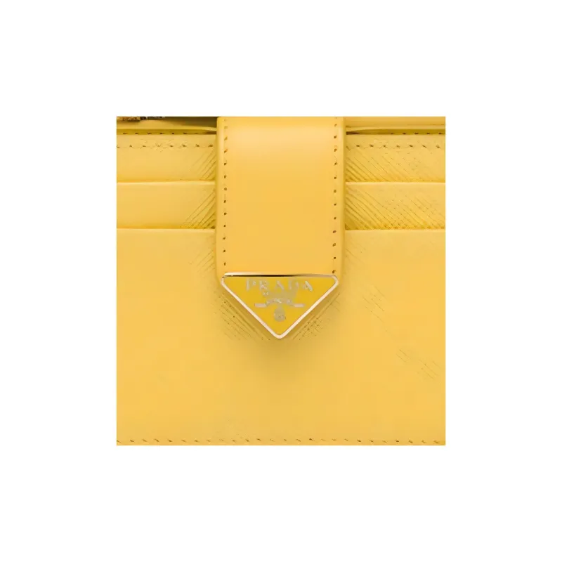 PRADA Saffiano Leather Card Holder Card Holder Women's Yellow-4