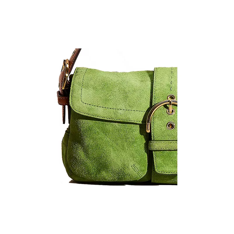 COACH Soho Suede Saddle Bag Handbag Shoulder Bag Women's Grass Green-2