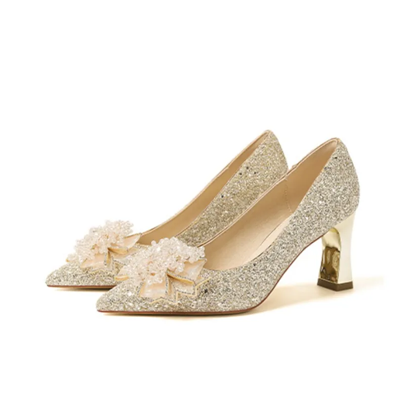 KATHRYN WILSON Chunky Heel High Heels Women's Champagne-2