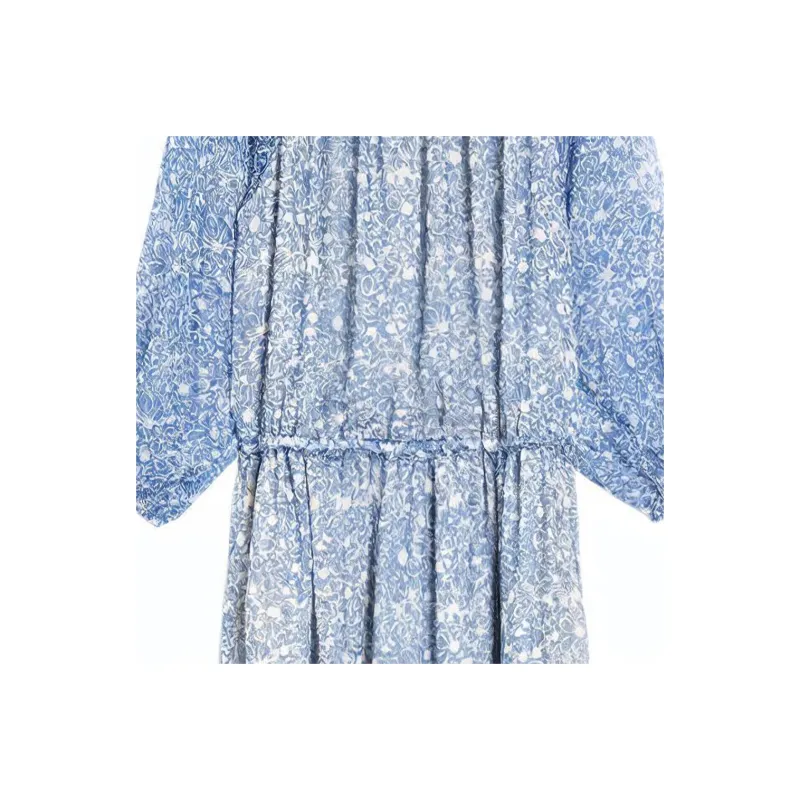 WEEKEND MaxMara Enza Collection Patterned Georgette Dress Long Sleeved Dress Women's Cornflower Blue-4